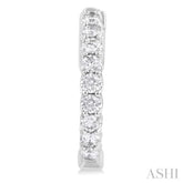 1 Ctw Inside-Out Embellished Round Cut Diamond Hoop Earrings in 14K White Gold